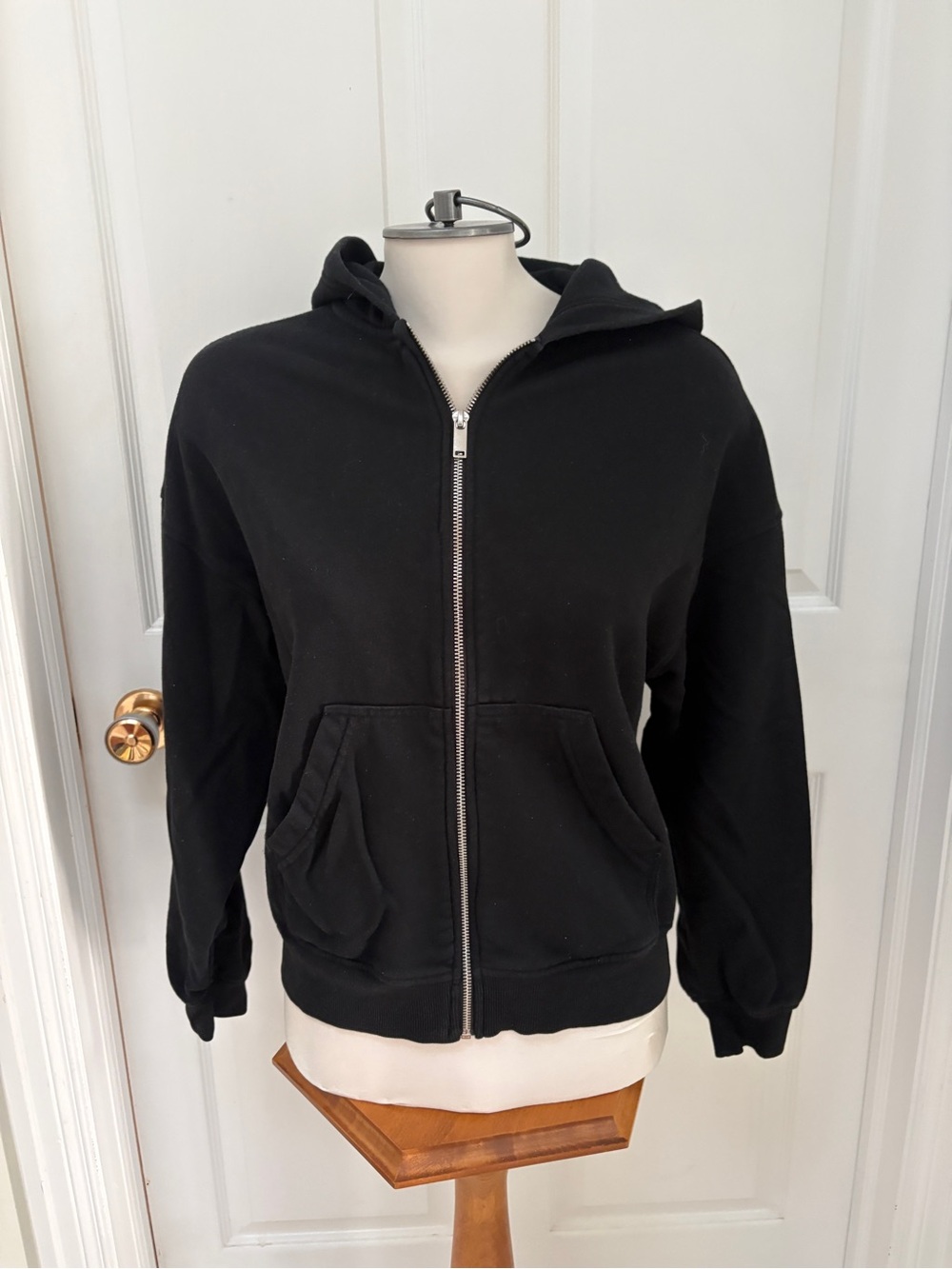 H&M Black Full-Zip Hooded Sweatshirt